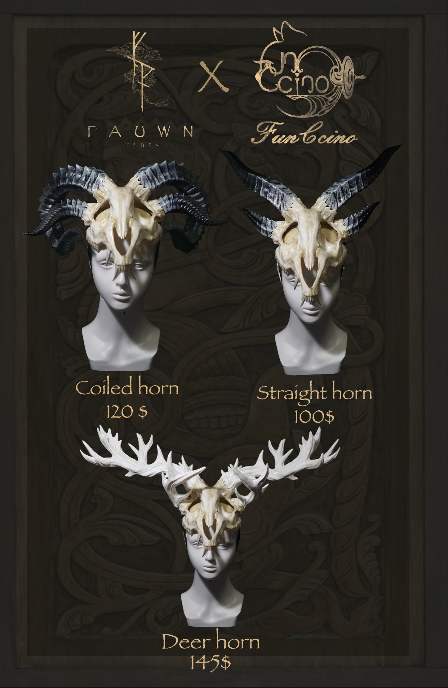 Straight horn Dragon Skulls